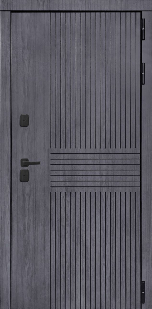 Входная дверь ДвериПРО Берген Д-19 (16мм, Грецкий орех + черная патина винорит) DPRO196664 внешняя сторона